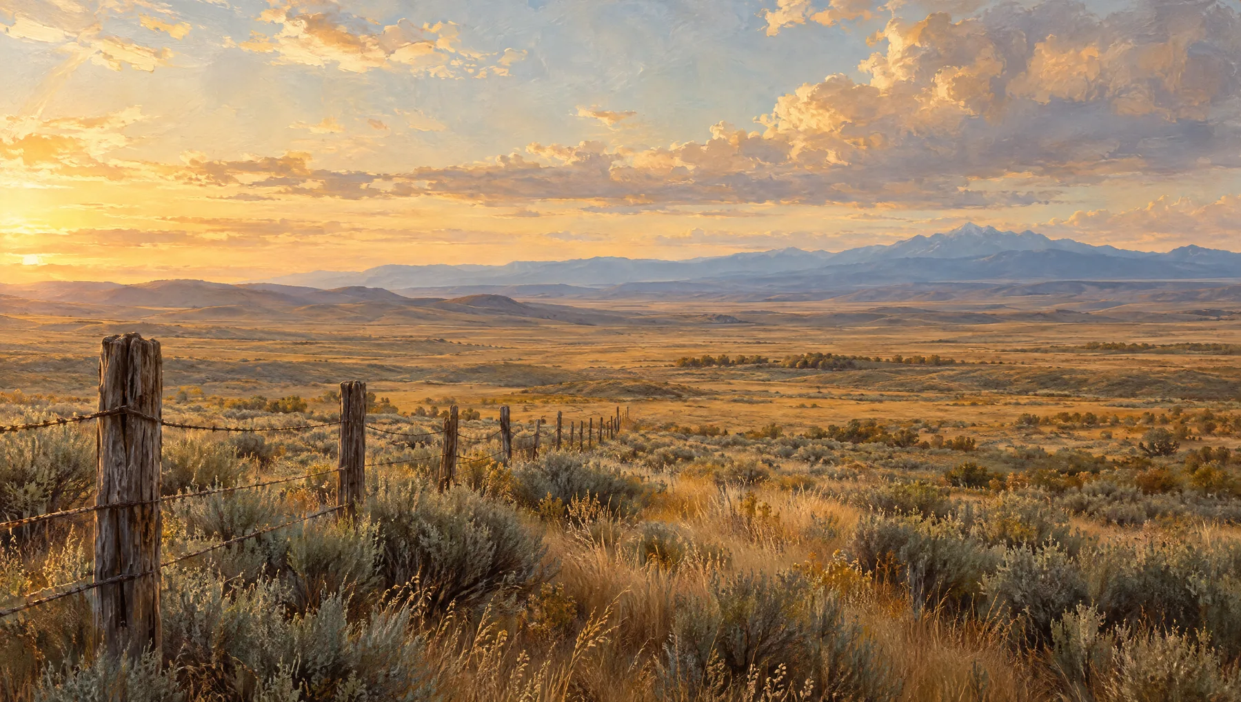 Painterly illustration inspired by the open country of eastern Idaho