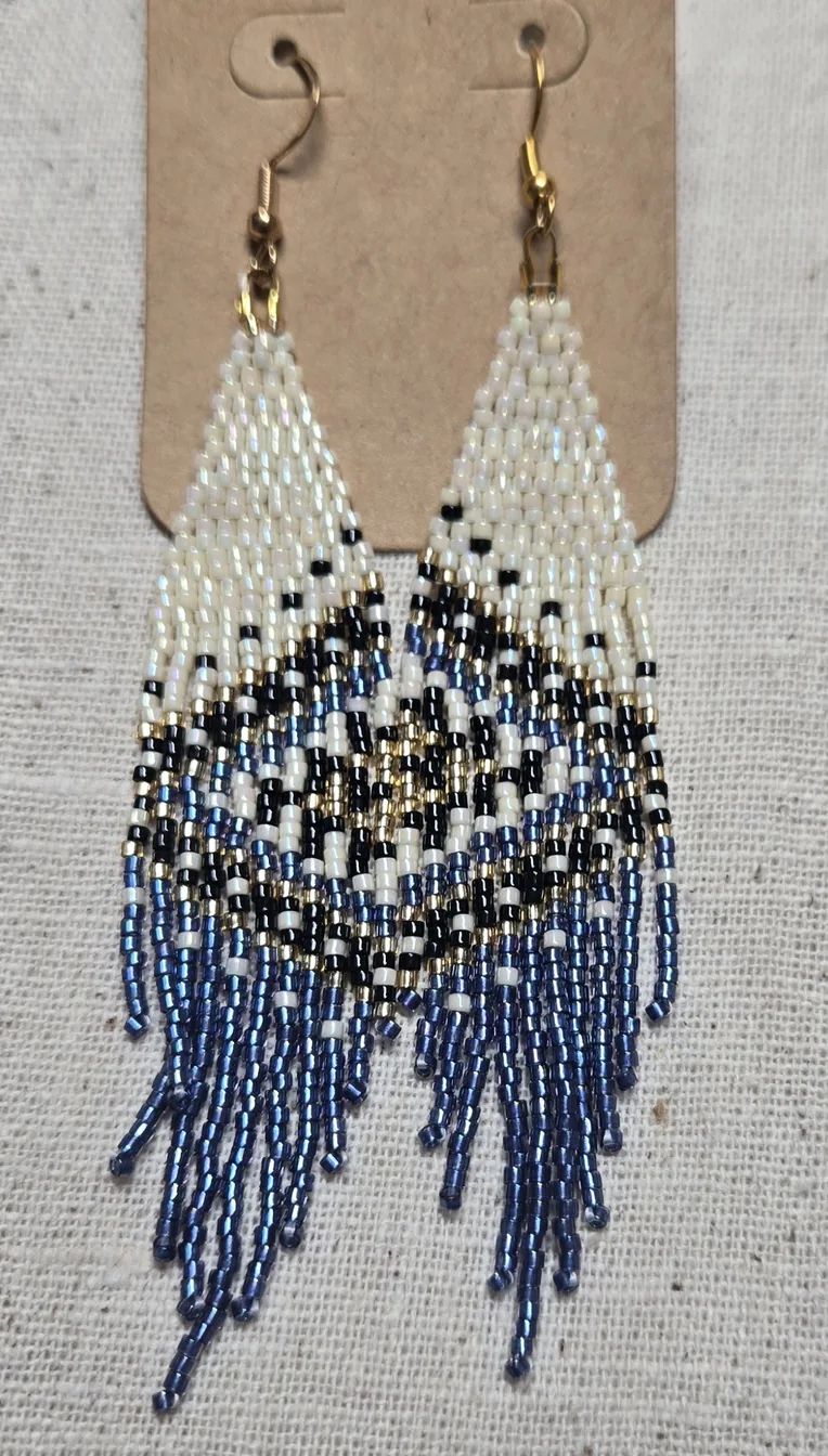 Midnight Waves Beaded Earrings
