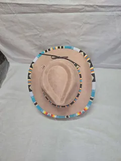 Rustic Suede Cowboy Hat with Beaded Western Trim