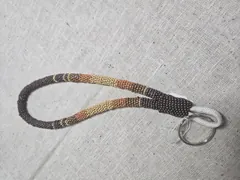 Beaded Keychain Wristlet in Rustic Brown & Amber Tones