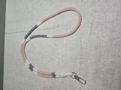 Beaded Lanyard in Soft Pink, White & Gray