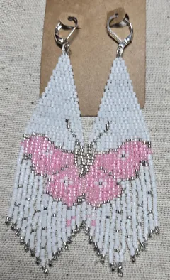Blush Butterfly Beaded Earrings