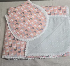Peach Duckling Baby Blanket with Crochet Trim