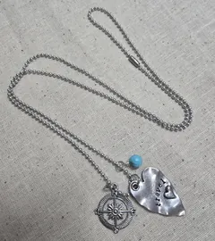 Travel Heart Compass Necklace
