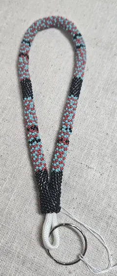 Turquoise Ember Beaded Wristlet Keychain