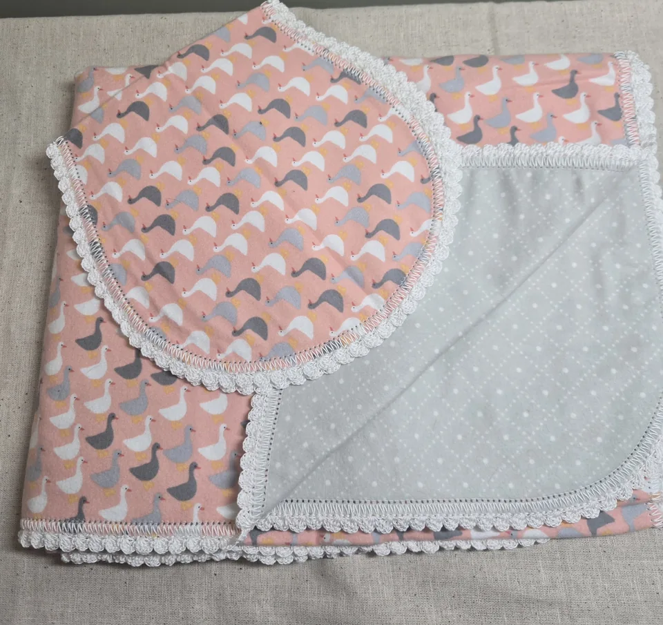 Peach Duckling Baby Blanket with Crochet Trim