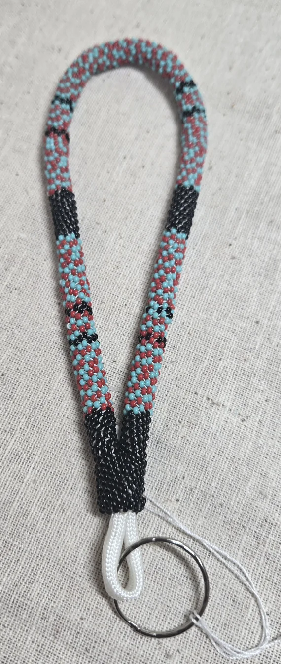 Turquoise Ember Beaded Wristlet Keychain